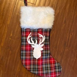 Reindeer Buck deer plaid faux fur Christmas Stocking by St Nicks Choice‎